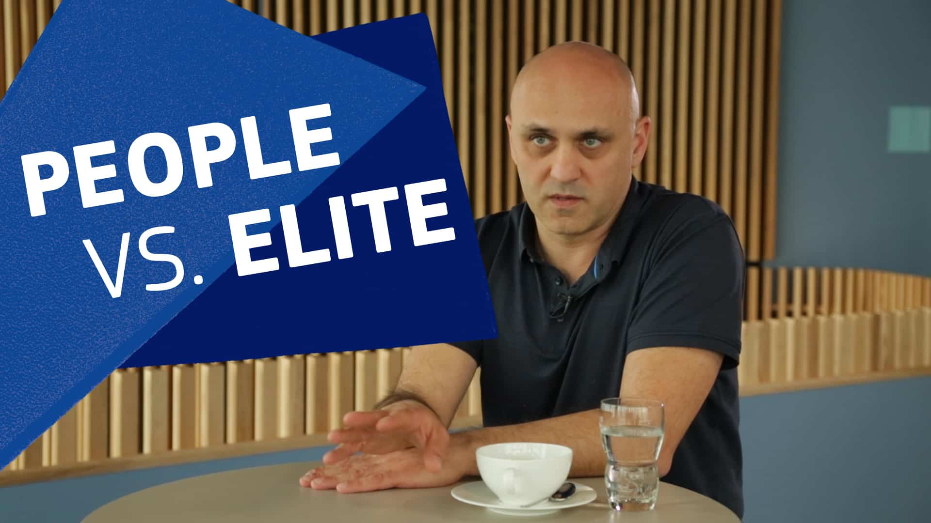 Ertuğ Tombuş with text overlay 'People vs. Elite'