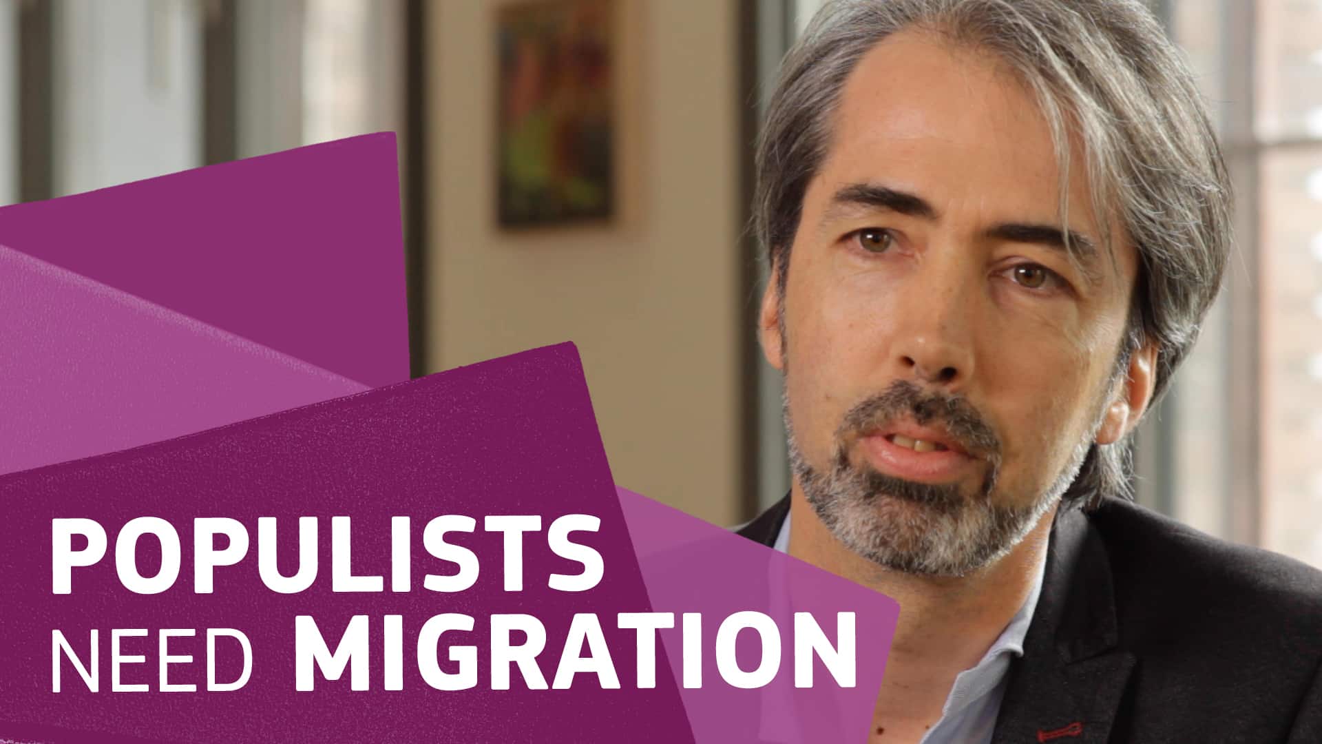 Oliviero Angeli with text overlay 'Populists need migration'