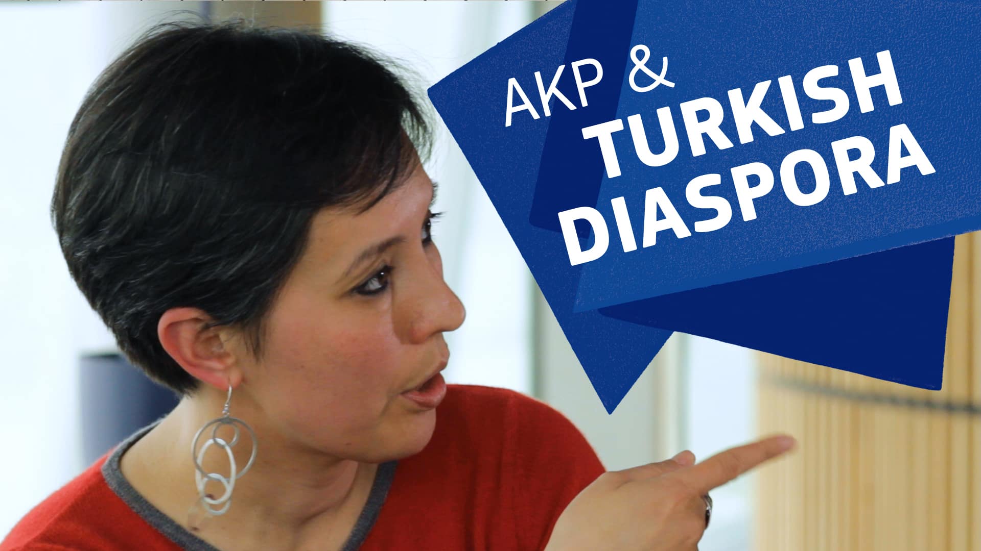 Sinem Adar with text overlay 'AKP & Turkish Diaspora'